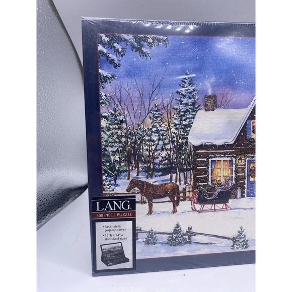Lang Puzzle Christmas Magical Evening NEW Laura Berry Cabin Sleigh Horse 500 Pcs - Picture 2 of 6